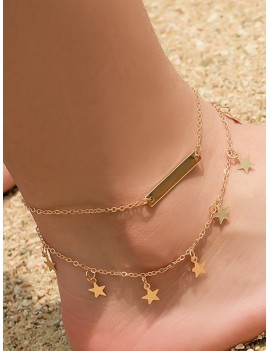 Star Decoration Alloy Chain Anklet - Gold