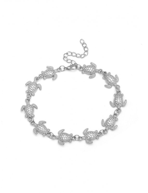 Tortoise Decoration Alloy Chain Anklet - Silver