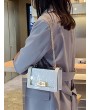 Chain Transparent Square Shoulder Bag - White