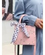 Printed Silk Embellished Floral Lace Crossbody Bag - Pink