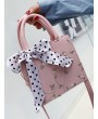 Printed Silk Embellished Floral Lace Crossbody Bag - Pink