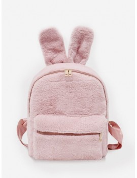 Faux Fur Rabbit Ear Shape Backpack - Pink