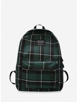 Grid Pocket Design Student Chic Backpack - Dark Green