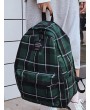 Grid Pocket Design Student Chic Backpack - Dark Green