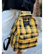 Grid Pocket Design Student Chic Backpack - Sun Yellow