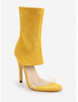 Transparent Strap Chic High Heel Bootie Sandals - Yellow 37