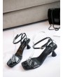 Clear Strap Strange Heel Sandals - Black Eu 36