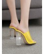 PVC Clear Super High Heel Slides - Yellow Eu 39
