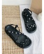 Cross Strap Polka Dot Pattern Sandals - Black Eu 38