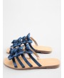Bowknot Decorated Leisure Flat Heel Thong Slide Sandals - Earth Blue 38