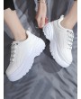 Casual Lace Up Platform Dad Sneakers - White Eu 40