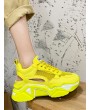 Lace-up Mesh Trim Platform Sport Shoes - Yellow Eu 40