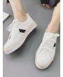 Stripe Detail PU Leather Espadrille Sneakers - White 38