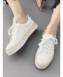 Faux Pearl Decorative Low Top Espadrille Sneakers - White 38