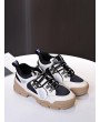 Round Toe Color-blocking Dad Sneakers - Black Eu 40