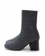 Glitter Stretchy Sock Mid Calf Boots - Silver Eu 40