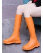 Neon Plain Low Heel Knee High Boots - Tiger Orange Eu 36