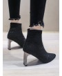 Glitter Pointed Toe Chunky Heel Boots - Black Eu 39