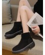 O-ring Front Zip Low Heel Ankle Boots - Black Eu 39