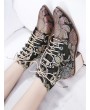 Flower Embroidery Lace Up Ankle Boots - Rose Gold Eu 38