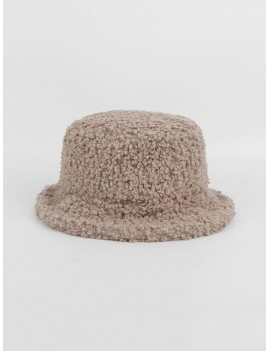 Winter Plush Solid Bucket Hat - Khaki