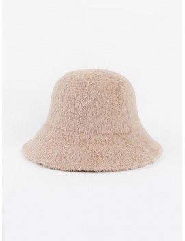 Winter Solid Faux Fur Bucket Hat - Beige
