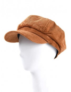 Corduroy Octagonal Winter Vintage Peaked Hat - Brown
