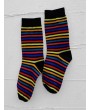 Stripe Rainbow Crew Length Socks - Black