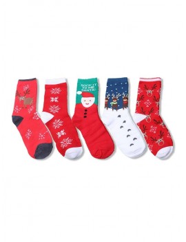 5Pairs Christmas Elk Santa Socks Set - Multi-a
