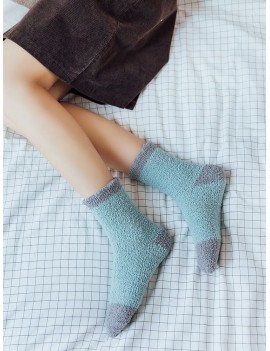 Winter Fleece Home Floor Socks - Blue Gray
