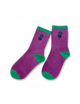 Chic Cherry Pattern Cotton Socks - Purple