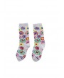 Flower Print Crew Length Socks - White