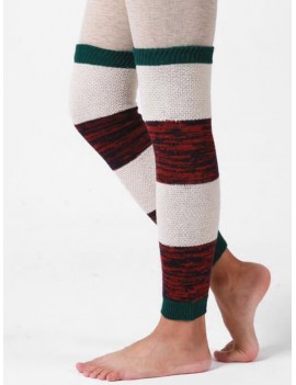 Striped Knitted Winter Sleeve Socks - Green