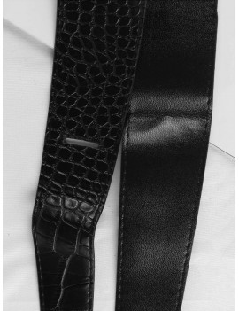 Solid PU Buckle Dress Belt - Black