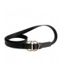 Round Ring Design PU Waist Belt - Black