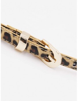Leopard Thin Pin Buckle Dress Belt - Leopard