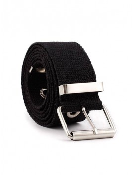 Grommet Buckle Cloth Belt - Black