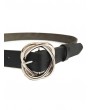 Twining Pattern Buckle Design Leather Thin Belt - Black