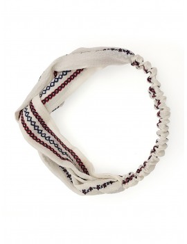 Flower Print Knotted Headband - White