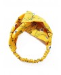 Printed Cross Knotted Stretchy HeadBand - Yellow