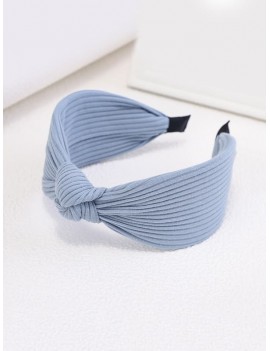 Knot Fabric Striped Wide Hairband - Blue