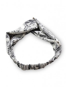 Snakeskin Pattern Fabric Cross Elastic Headband - Gray