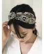 Snakeskin Pattern Fabric Cross Elastic Headband - Gray