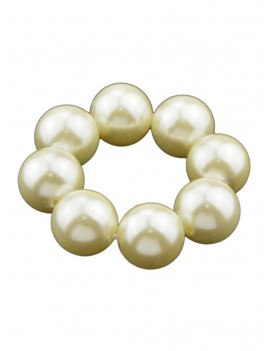 Solid Color Faux Pearl Elastic Hair Band Scrunchies - White