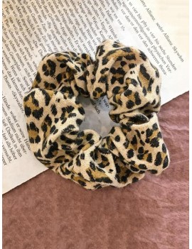 Leopard Pattern Elastic Fabric Scrunchy - Apricot