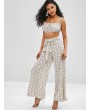  Tiny Floral Cami Top And Belted Pants Set - White M