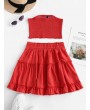  Smocked Bandeau Top And Skirt Set - Red S