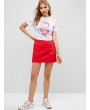 Short Sleeve Dragon Graphic Cropped Tee - White M