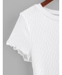  Lettuce Trim Ribbed Knit Cropped Tee - White S