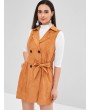  Double Breasted Faux Suede Waistcoat - Caramel L